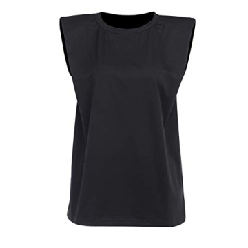 Stylish Women’s Cotton Padded Shoulder Sleeveless Tee