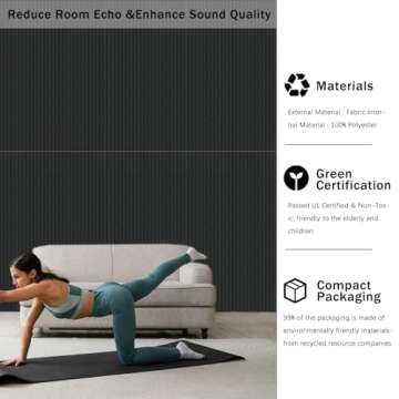 5 Pack Acoustic Panels,47.2x23.6x0.4 inch Acoustical Wall Panels,Large Soundproof Panels,Self-Adhesive Sound proof panels for walls,Acoustic Treatment for Recording Studio&Office Vertical,Black