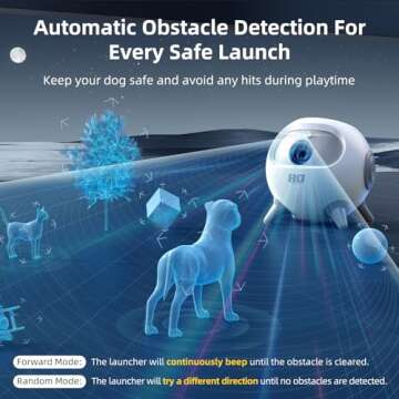 uahpet Automatic Ball Launcher for Dog with Obstacle Detection, 4 Adjustable Distances Ball Thrower Launcher for Medium & Large Dogs
