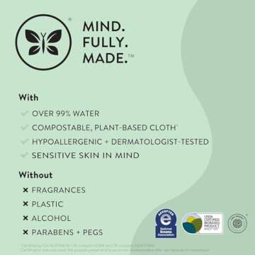 The Honest Company Clean Conscious Unscented Wipes | Over 99% Water, Compostable, Plant-Based, Baby Wipes | Hypoallergenic for Sensitive Skin, EWG Verified | Sunburst, 864 Count