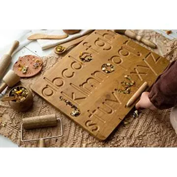 KOOKAROO Letter Sensory Board: Wooden Alphabet Tracing Board, Montessori Letter Learning Toy for Kids Ages 3 & Up, Double Sided (Upper & Lower Case Letters), Sturdy Hardwood, 14.9 x 11.8 Inches