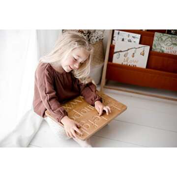 KOOKAROO Letter Sensory Board: Wooden Alphabet Tracing Board, Montessori Letter Learning Toy for Kids Ages 3 & Up, Double Sided (Upper & Lower Case Letters), Sturdy Hardwood, 14.9 x 11.8 Inches