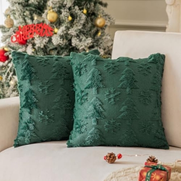 COSIBONO Christmas Tree Pillow Covers Set of 2 - 18x18" Snowflake Soft Plush