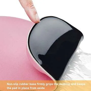 Ergonomic Pink Mouse Pad with Wrist Support and Non-Slip Base