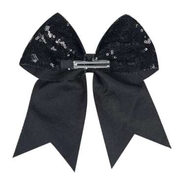 Jumbo Glitter Cheer Bow Clip for Girls - Secure & Stylish