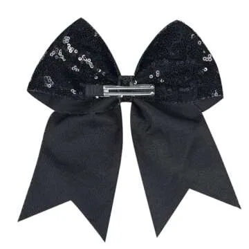 Jumbo Glitter Cheer Bow Clip for Girls - Secure & Stylish