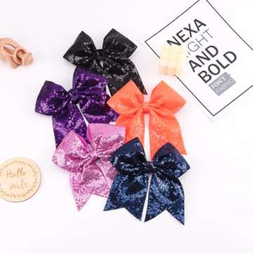 Jumbo Glitter Cheer Bow Clip for Girls - Secure & Stylish