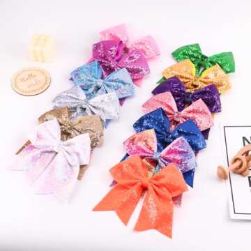 Jumbo Glitter Cheer Bow Clip for Girls - Secure & Stylish