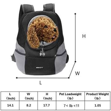 BEIKOTT Cat Backpack Carriers, Dog Cat Front Carrier Backpack for Large Cats/Dogs/Puppy/Teddy/Bunny, Ventilate Head Out Design Pet Backpack for Travel, Hiking, Outdoor(Black)