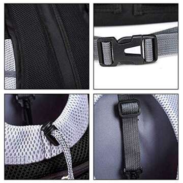 BEIKOTT Cat Backpack Carriers, Dog Cat Front Carrier Backpack for Large Cats/Dogs/Puppy/Teddy/Bunny, Ventilate Head Out Design Pet Backpack for Travel, Hiking, Outdoor(Black)