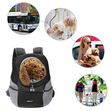 BEIKOTT Cat Backpack Carriers, Dog Cat Front Carrier Backpack for Large Cats/Dogs/Puppy/Teddy/Bunny, Ventilate Head Out Design Pet Backpack for Travel, Hiking, Outdoor(Black)