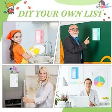 Queekay 4 Pcs Blank Chore Chart Kids Chore Chart, Plastic Checklist Board with 8 Detachable Cardstock to Do List for Home Routine Planning (White, Pink, Blue, Green)