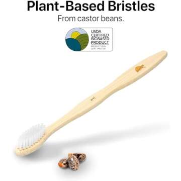 Sea Turtle Plant-Based Bristles, Bamboo Toothbrushes, Soft Natural Toothbrush for Adults (4 Pack)