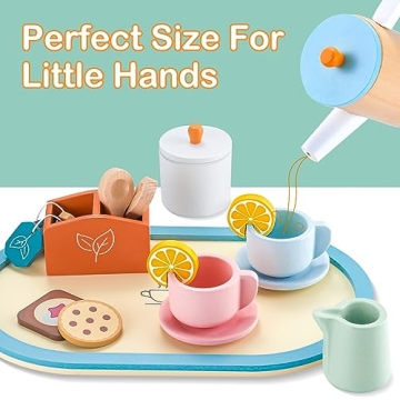 ShyLizard Wooden Tea Set for Girls, 17PCS Tea Party