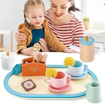 ShyLizard Wooden Tea Set for Girls, 17PCS Tea Party
