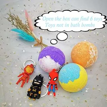 Superhero Bath Bomb Set with Keychains for Kids