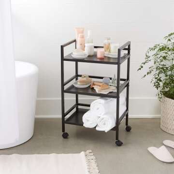 Amazon Basics 3-Tier Metal Rolling Cart, Black