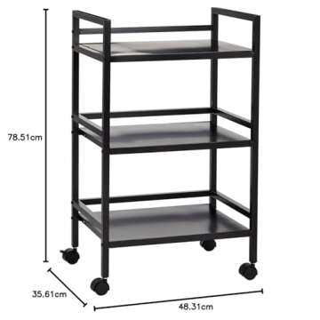 Amazon Basics 3-Tier Metal Rolling Cart, Black