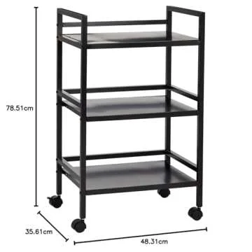 Amazon Basics 3-Tier Metal Rolling Cart, Black
