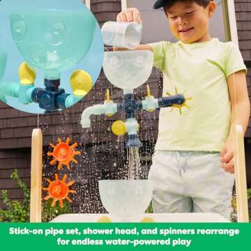 KiwiCo Water and Sand Sensory Table | Includes 26 Accessory Pcs: Pipes, Spinners, Water Wheel, Paint Crayons, and More | Outdoor Water Table for Toddlers Ages 3+