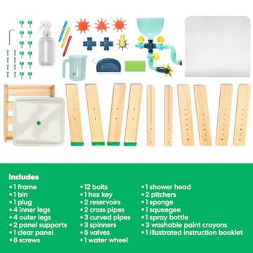 KiwiCo Water and Sand Sensory Table | Includes 26 Accessory Pcs: Pipes, Spinners, Water Wheel, Paint Crayons, and More | Outdoor Water Table for Toddlers Ages 3+