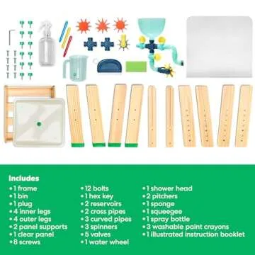 KiwiCo Water and Sand Sensory Table | Includes 26 Accessory Pcs: Pipes, Spinners, Water Wheel, Paint Crayons, and More | Outdoor Water Table for Toddlers Ages 3+