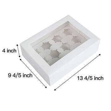 ONE MORE 15-Pack White Cupcake Boxes with Inserts and PVC Windows