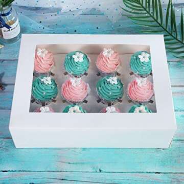 ONE MORE Cupcake Boxes 15-Pack with Inserts and Windows