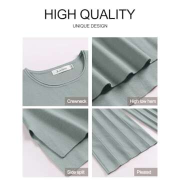 ANRABESS Women 2 Piece Outfits Casual Summer Sleeveless Tops Knit Pants Sweater Lounge Matching Sets 2025 Trendy Clothes Grey Green Small