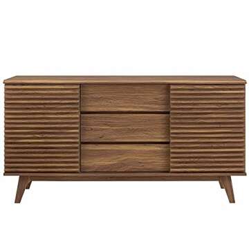 Modway Render 63" Mid-Century Modern Sideboard Buffet Table or TV Stand in Walnut