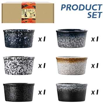 Artcome Ceramic Ramekin Set - 6Pcs Elegant Kitchen Bowls for Baking & Serving