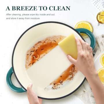 Overmont Enameled Cast Iron Dutch Oven - 7QT Pot with Lid Cookbook & Cotton Potholders - Heavy-Duty Cookware for Braising, Stews, Roasting, Bread Baking bottle green