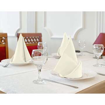 Utopia Kitchen Ivory Cloth Napkins [12 Pack, 18x18 Inch] Absorbent Cotton Blend Washable and Reusable for Dinner, Restaurant, Lunch, Wedding and Hotel