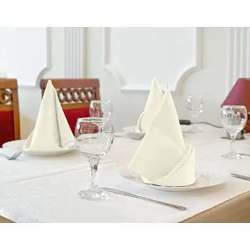 Utopia Kitchen Ivory Cloth Napkins [12 Pack, 18x18 Inch] Absorbent Cotton Blend Washable and Reusable for Dinner, Restaurant, Lunch, Wedding and Hotel