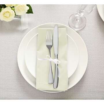 Utopia Kitchen Ivory Cloth Napkins [12 Pack, 18x18 Inch] Absorbent Cotton Blend Washable and Reusable for Dinner, Restaurant, Lunch, Wedding and Hotel