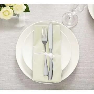 Utopia Kitchen Ivory Cloth Napkins [12 Pack, 18x18 Inch] Absorbent Cotton Blend Washable and Reusable for Dinner, Restaurant, Lunch, Wedding and Hotel