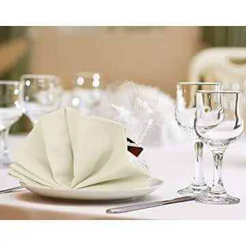 Utopia Kitchen Ivory Cloth Napkins [12 Pack, 18x18 Inch] Absorbent Cotton Blend Washable and Reusable for Dinner, Restaurant, Lunch, Wedding and Hotel