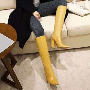 AOSPHIRAYLIAN Women's Knee High Cowboy Western Boots