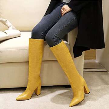 AOSPHIRAYLIAN Women's Knee High Cowboy Western Boots