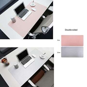 BUBM PU Leather Double Sided Desk Pad Computer Mat Desk Writing Mat for Office and Home,Ultra Thin 2mm - 31.5"x15.8" (Pink)
