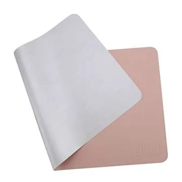 BUBM PU Leather Double Sided Desk Pad Computer Mat Desk Writing Mat for Office and Home,Ultra Thin 2mm - 31.5"x15.8" (Pink)