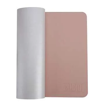 BUBM PU Leather Double Sided Desk Pad Computer Mat Desk Writing Mat for Office and Home,Ultra Thin 2mm - 31.5"x15.8" (Pink)