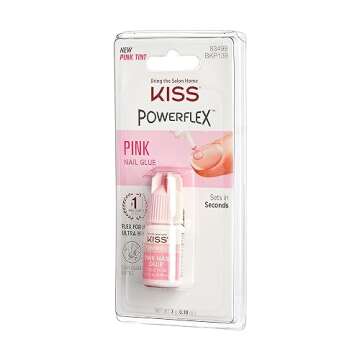 KISS PowerFlex Pink Nail Glue for Press On Nails, Ultra Hold Flex Formula Nail Adhesive, Includes On...