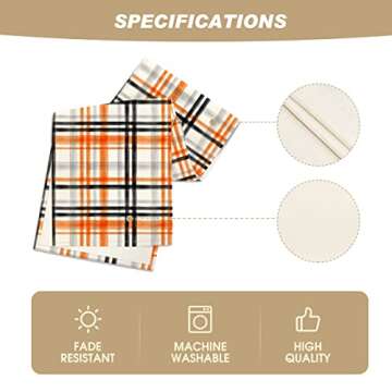 Artoid Mode Orange Black Buffalo Plaid Fall Table Runner, Halloween Kitchen Dining Table Decoration for Outdoor Home Party 13x72 Inch