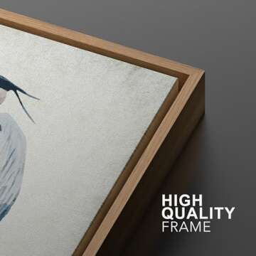 MUDECOR Framed Canvas Print Wall Art Heron Bird Wild Animal Prints Minimalist Modern Art Boho Relax Cozy Decor for Bedroom - 24"x36"x3 NATURAL