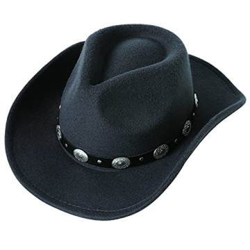 Stylish Felt Cowboy Hat - Adjustable Wide Brim for Western Fun