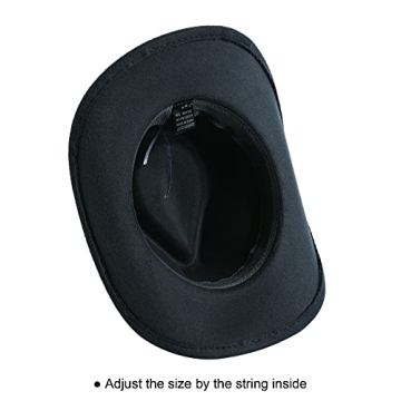 Adjustable Felt Cowboy Hat Wide Brim Western Style