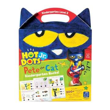 Educational Insights Hot Dots Jr. Pete The Cat - Kindergarten Rocks Set with Interactive Pen Included, 200+ Multi-Subject Activities, Homeschool & Kindergarten Readiness Learning Workbooks, Ages 5+