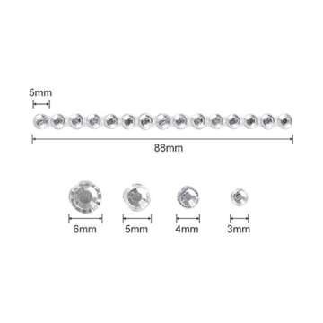 OUTUXED 1725pcs Face Gems Rhinestones Stickers, Self Adhesive Face Jewels Stickers, 3/4/5/6 MM Stick on Rhinestones for Face, Hair, Craft, Nail, Clothes, Shoes