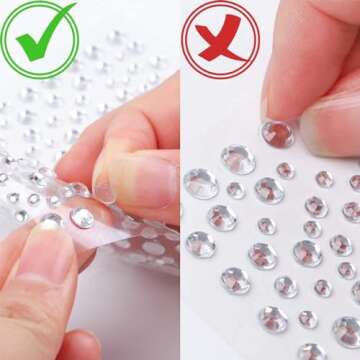OUTUXED 1725pcs Face Gems Rhinestones Stickers, Self Adhesive Face Jewels Stickers, 3/4/5/6 MM Stick on Rhinestones for Face, Hair, Craft, Nail, Clothes, Shoes
